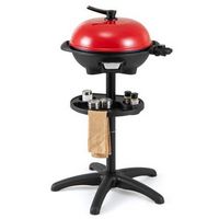 Costway - Outdoor Electric BBQ Grill 1350W Non-stick 4 Temperature Setting Red - Black