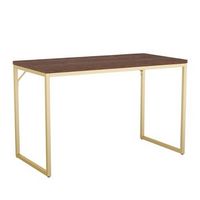 Martha Stewart - Noah Walnut Wood Grain Parsons Desk - Walnut Top/Polished Brass Frame