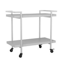 Martha Stewart - Liam Mobile 2 Tier Printer Cart with Side Storage - Gray/Brushed Nickel Frame