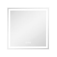 LOVMOR - 30 x 30 Inches Tempered Glass LED Bathroom Mirror with Anti-Fog &amp; 3-Color Dimmable Light...