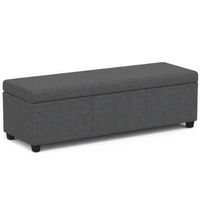 Simpli Home - Avalon Extra Large Storage Ottoman Bench - Slate Grey