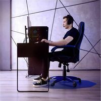 Floortex - 9-Sided Polycarbonate Gaming Chair Mat for Hard Floor 38 x 39 inches - Blue