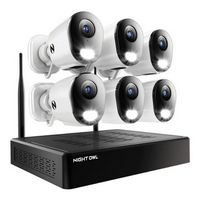 Night Owl - 10 Channel 6 Camera Wireless 2K 1TB NVR Security System - White