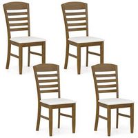 Costway Wood Dining Chairs Set of 4 Fabric Upholstered Side Chairs with Rubber Wood Frame - Brown