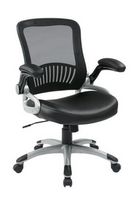 WorkSmart - EM Series Bonded Leather Office Chair - Black/Silver