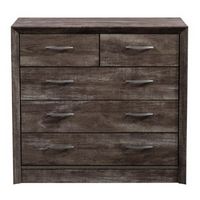 CorLiving - Newport 5 Drawer Dresser - Brown Washed Oak