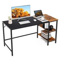 Costway - Writing Desk with Bookshelf - 55" Wide - Black