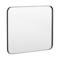 LOVMOR - 36 in. W x 30 in. H Tempered Glass Rounded Rectangle Framed Wall-Mounted Bathroom Vanity...