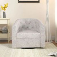 Bestier - 28" Linen 360° Swivel Accent Chair with Tufted Cushion Round Swivel Barrel Chair with Z...