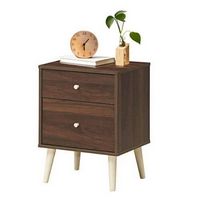 Nightstand 2-Drawer Beside End Side Table with Rubber Legs Finish