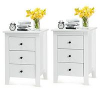 2PCS Nightstand End Beside Table Drawers Modern Storage Bedroom Furniture