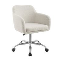 Linon Home Décor - Carvel Plush Faux Sherpa Height-Adjustable Office Chair - Off-White