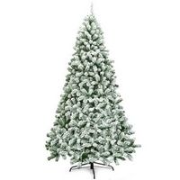 Costway - 7.5FT Snow Flocked Artificial Christmas Tree Hinged w/1346 Tip and Foldable Base - Gree...