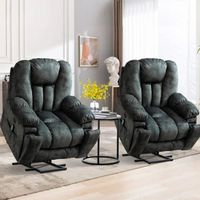 Bestier - Set of 2 40.6 in. W Oversize Power Lift Recliner Chair with Massage and Heating - Gray