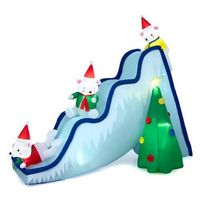 Costway - 7.5FTInflatable Polar Bear Slide Scene Decoration, Blowup Christmas Decoration - Multic...