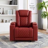 Bestier Power Chair Faux Leather Electric Recliner Sofa with Cup Holders and USB Ports - Red