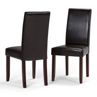 Simpli Home - Acadian Parson Polyurethane Faux Leather Dining Chairs (Set of 2) - Tanner%27s Brown