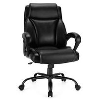 Costway - Big & Tall Leather Office Chair with Adjustable High Back - Black