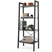 Costway - 4-Tier Bookshelf Industrial Display Storage Shelf Plant Flower Stand Metal Frame Gray -...