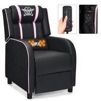 Costway - Massage Gaming Recliner Chair Racing Single Lounge Sofa Home Theater Seat Pink - Pink +...