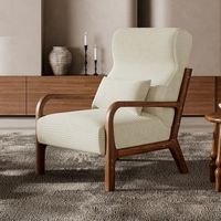 Bestier - Corduroy Armchair with Heightened Headrest and Removable Armrest - White