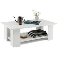 Costway Coffee Table 2-Tier Modern Center Cocktail Table W/Storage Shelf for Living Room - White