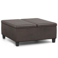 Simpli Home - Ellis Coffee Table Storage Ottoman - Distressed Brown