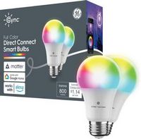 GE - Cync A19 Smart LED Bulb (2 Pack) Matter Compatible - Color Changing - Full Color