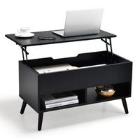 Costway 31.5''  Lift Top CoffeeTable ModernTable W/ Hidden Compartment&Wood Legs For Home - Black