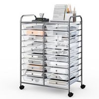 Costway - 20 Drawers Rolling Cart Storage Scrapbook Paper Studio Organizer - Clear