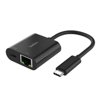 Belkin - USB-C to Ethernet + Charge Adapter with gigabit Ethernet port and USB Power Delivery up ...