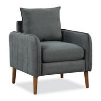 Costway - Modern Mid-Century Armchair with Rubber Wood Legs - Grey