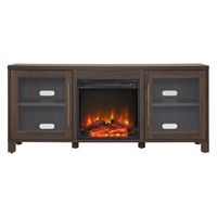 Camden&amp;Wells - Quincy Log Fireplace TV Stand for Most TVs up to 65&quot; - Alder Brown