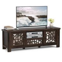 55%27%27 Retro TV Stand Media Entertainment Center w/ Mirror Doors &amp; Drawer Brown