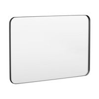 LOVMOR - Tempered Glass Rounded Rectangle Framed Wall-Mounted Bathroom Vanity Mirror - 48&quot; x 32&quot; ...