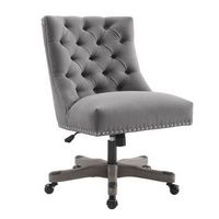 Linon Home Décor - Ellas Plush Button-Tufted Office Chair With LiveSmart Performance Fabric - Sla...