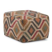 Simpli Home - Johanna Square Pouf - Kilim Patterned