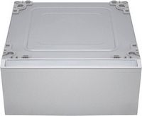LG - SIGNATURE 29" Laundry Pedestal with Storage Drawer - Brushed Platinum Steel