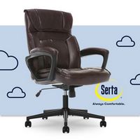 Serta - Hannah Upholstered Executive Office Chair with Pillowed Headrest - Smooth Bonded Leather ...