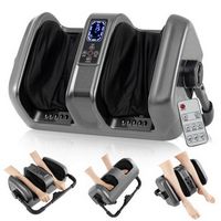 Costway - Foot &amp; Calf Massager Electric Deep Kneading Waist Massager w/ Vibration &amp; Heat - Grey