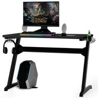 Costway - Gaming Desk Computer Studio Desk PC Table Z Shape Gamer Workstation w/Mousepad - Black