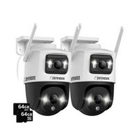 Defender - AI POWERED Guard Pro 3K PLUS Dual Lens PTZ Wi-Fi 6 Plug-in Security Camera with 64 GB ...