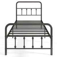 Costway Twin Size Bed Frame with Headboard Under Bed Storage No Box Spring Needed - Black
