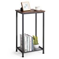 Costway - 2-Tier Industrial Side End Accent Telephone Table with Mesh Shelf - Rustic Brown