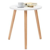 Costway Modern Round Coffee Tea Side Sofa Table Living Room Furniture Home Decor - White and Natural