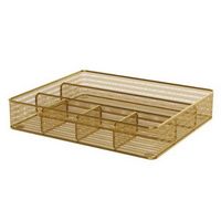 Martha Stewart - Ryder Premium Mesh Metal Large Drawer Organizer - Gold
