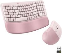 Logitech - Wave Keys and Lift Vertical Mouse Wireless Ergonomic Keyboard and Mouse Bundle with Cu...