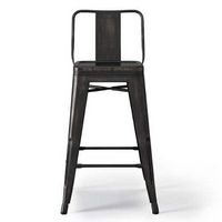 Simpli Home - Rayne Industrial Metal 24 inch Counter Height Stool (Set of 2) in - Distressed Black