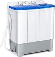 Costway - 13.2 lb. Portable Twin Tub Washing Machine Washer and Spinner 8.8 lb. - Blue and White