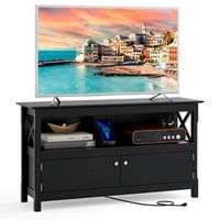 Costway - Free Standing TV Cabinet Wooden Console TV Media Entertainment - Black